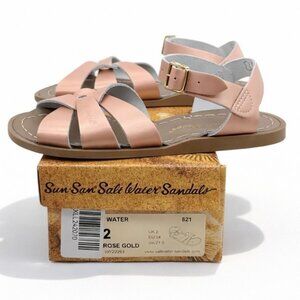 SUN SAN SALT WATER LEATHER SANDALS ORIGINAL FLAT 821 ROSE GOLD KIDS UK 2 US 3